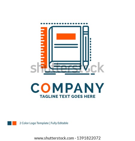 Book, notebook, notepad, pocket, sketching Logo Design. Blue and Orange Brand Name Design. Place for Tagline. Business Logo template.