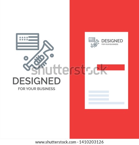 Flag, Speaker, Laud, American Grey Logo Design and Business Card Template