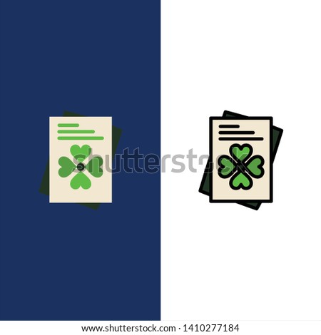 Passport, World, Ireland  Icons. Flat and Line Filled Icon Set Vector Blue Background