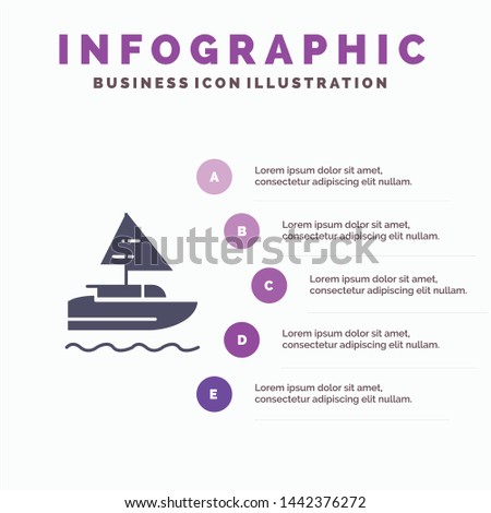 Boat, Ship, Indian, Country Solid Icon Infographics 5 Steps Presentation Background