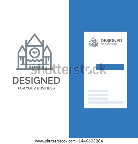 Canada, Centre Block, Government, Landmark Grey Logo Design and Business Card Template