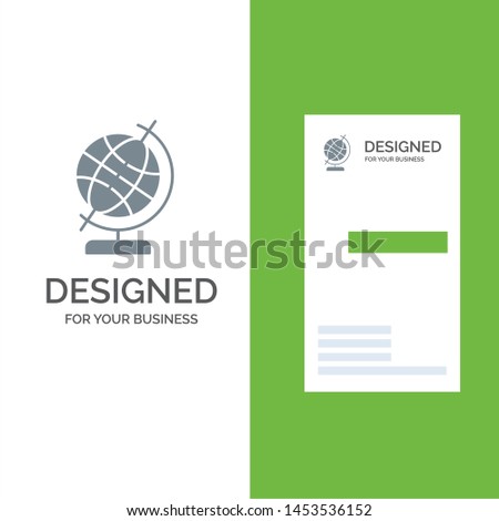 Education, Geography, Globe Grey Logo Design and Business Card Template