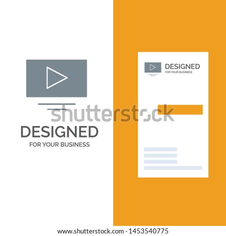 Video, Play, YouTube Grey Logo Design and Business Card Template
