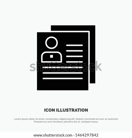 Profile, About, Contact, Delete, File, Personal solid Glyph Icon vector. Vector Icon Template background