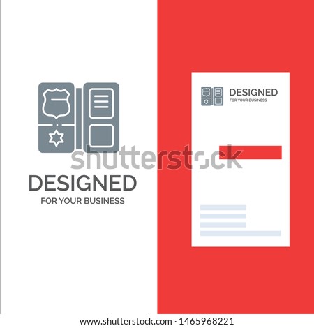 Book, Shield, American, Star Grey Logo Design and Business Card Template. Vector Icon Template background
