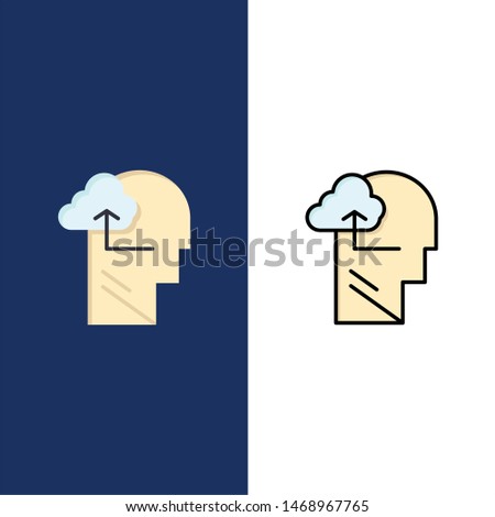 Experience, Gain, Mind, Head  Icons. Flat and Line Filled Icon Set Vector Blue Background. Vector Icon Template background