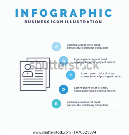 Profile, About, Contact, Delete, File, Personal Line icon with 5 steps presentation infographics Background. Vector Icon Template background
