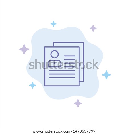 Profile, About, Contact, Delete, File, Personal Blue Icon on Abstract Cloud Background. Vector Icon Template background