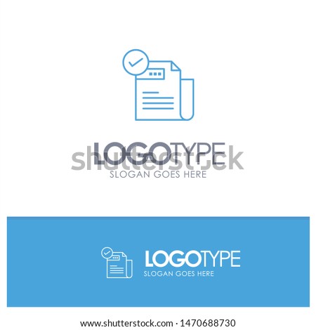 Check, Checklist, Feature, Featured, Features,  Blue outLine Logo with place for tagline. Vector Icon Template background