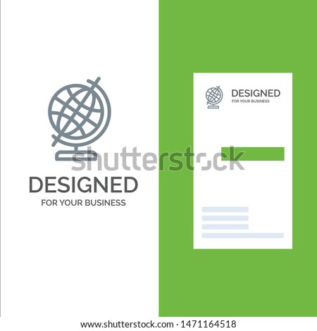 Education, Geography, Globe Grey Logo Design and Business Card Template. Vector Icon Template background