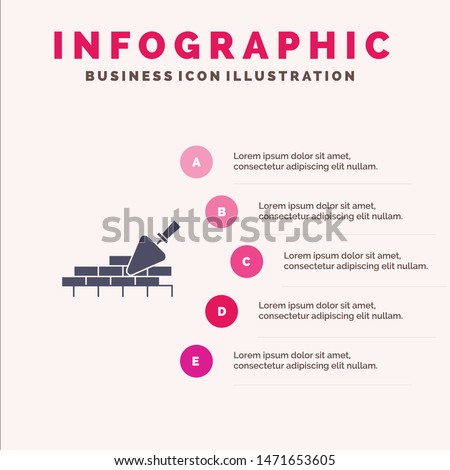 Brickwork, Mason, Building, Travel Solid Icon Infographics 5 Steps Presentation Background