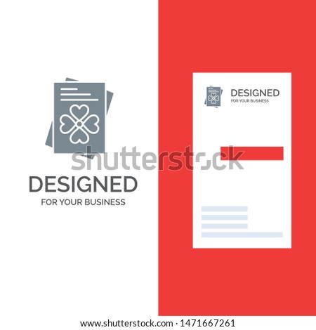 Passport, World, Ireland Grey Logo Design and Business Card Template