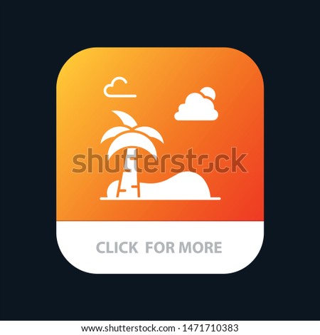 Beach, Palm, Tree, Spring Mobile App Button. Android and IOS Glyph Version