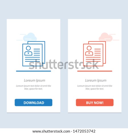 Profile, About, Contact, Delete, File, Personal  Blue and Red Download and Buy Now web Widget Card Template
