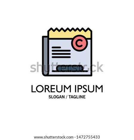 Copy, Copyright, Restriction, Right, File Business Logo Template. Flat Color