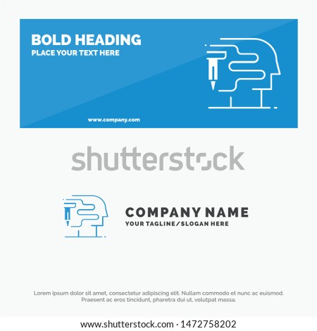 Human, Printing, Big Think SOlid Icon Website Banner and Business Logo Template
