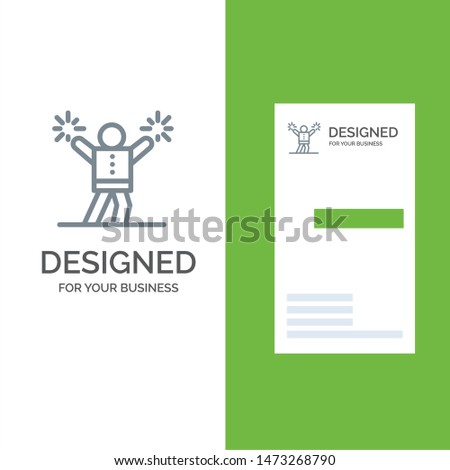 Cheerleader, Cheerleading, Encourage, Fan Grey Logo Design and Business Card Template