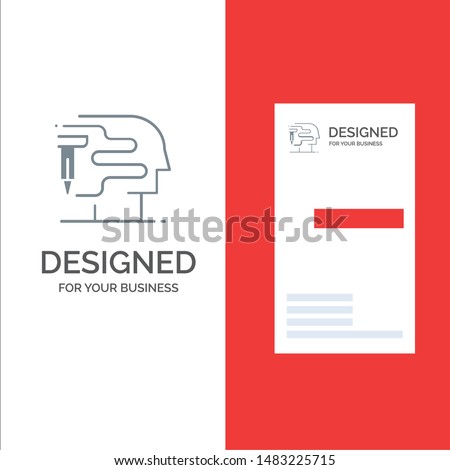 Human, Printing, Big Think Grey Logo Design and Business Card Template