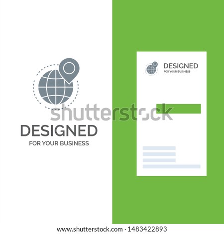 Globe, Business, Global, Office, Point, World Grey Logo Design and Business Card Template