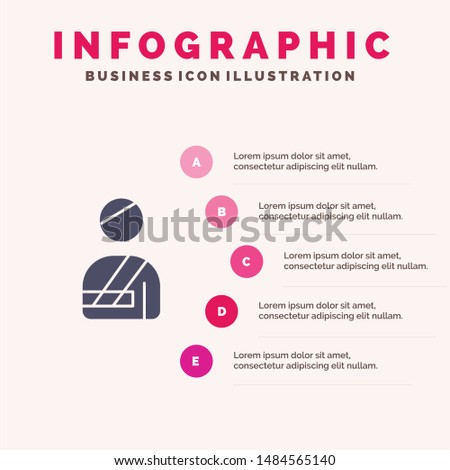 Patient, User, Injured, Hospital Solid Icon Infographics 5 Steps Presentation Background. Vector Icon Template background
