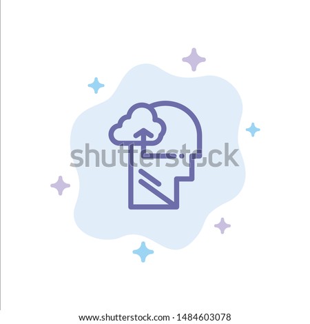 Experience, Gain, Mind, Head Blue Icon on Abstract Cloud Background. Vector Icon Template background