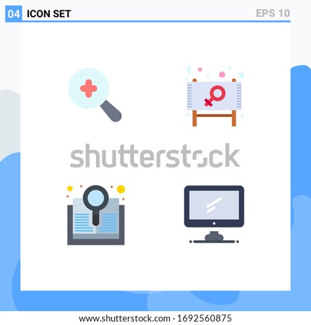 4 Thematic Vector Flat Icons and Editable Symbols of expanded; explore; ad; message; search Editable Vector Design Elements