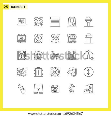 Stock Vector Icon Pack of 25 Line Signs and Symbols for baby; package; building; minus; commerce Editable Vector Design Elements