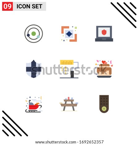 Mobile Interface Flat Color Set of 9 Pictograms of paint; design; laptop; coding; security Editable Vector Design Elements