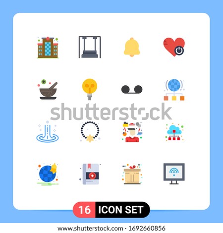 16 Flat Color concept for Websites Mobile and Apps like; switch; kindergarten; off; sound Editable Pack of Creative Vector Design Elements