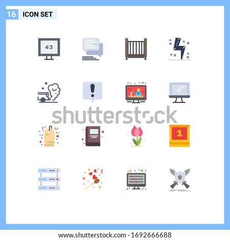 16 Thematic Vector Flat Colors and Editable Symbols of air; energy; baby; electricity; battery Editable Pack of Creative Vector Design Elements
