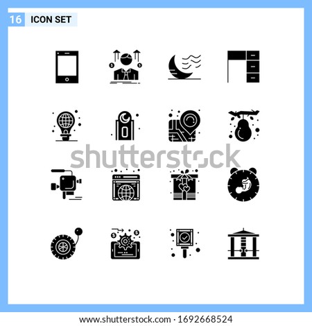 16 Creative Icons Modern Signs and Symbols of office; furniture; sales man; desk; sleep Editable Vector Design Elements