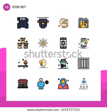 16 Thematic Vector Flat Color Filled Lines and Editable Symbols of logistic; computer; binary; case; atx Editable Creative Vector Design Elements