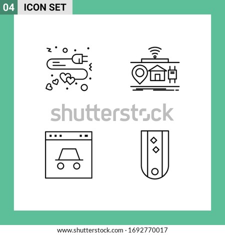 Universal Icon Symbols Group of 4 Modern Filledline Flat Colors of extension; hacker; heart; internet; secure Editable Vector Design Elements