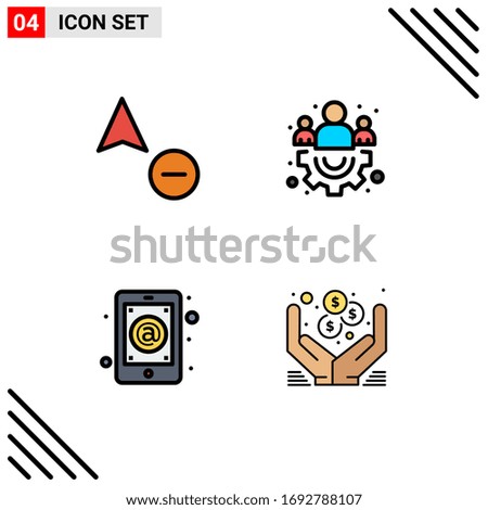 4 Thematic Vector Filled line Flat Colors and Editable Symbols of minus; mail; group; app; dollar Editable Vector Design Elements