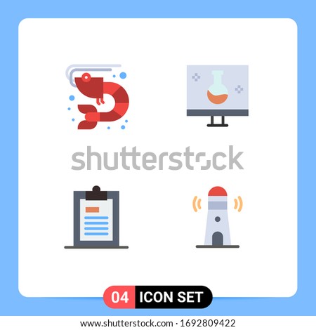 User Interface Pack of 4 Basic Flat Icons of fish; clipboard; sea food; eco testing; file Editable Vector Design Elements