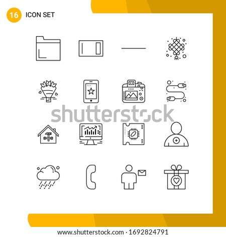 16 Universal Outline Signs Symbols of wedding; bouquet; minus; beauty; cny Editable Vector Design Elements