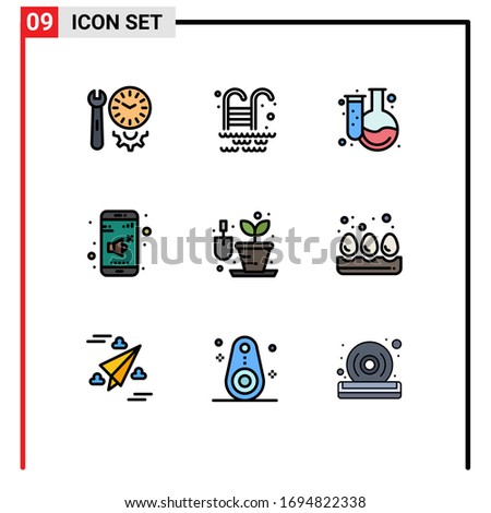 Universal Icon Symbols Group of 9 Modern Filledline Flat Colors of hobbies; control; back to school; volume; off Editable Vector Design Elements