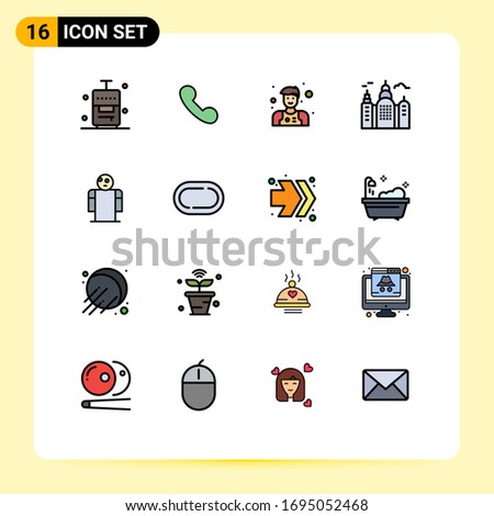 16 Universal Flat Color Filled Line Signs Symbols of person; hands; assistant; arms; house Editable Creative Vector Design Elements