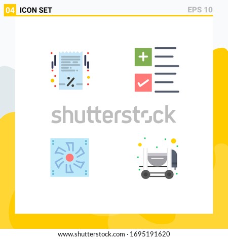 Group of 4 Flat Icons Signs and Symbols for bill; compter; receipt; plus; device Editable Vector Design Elements