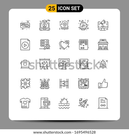 User Interface Pack of 25 Basic Lines of web; promotion; hat; tea; coffee Editable Vector Design Elements
