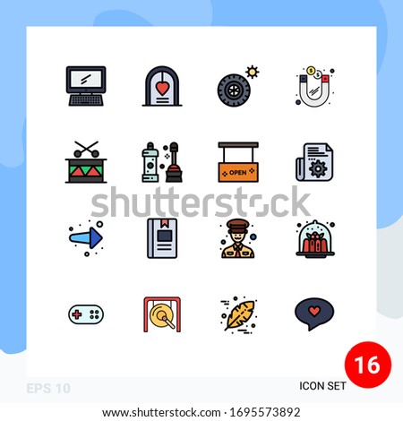 Universal Icon Symbols Group of 16 Modern Flat Color Filled Lines of christmas; money; marriage; investment; wheel Editable Creative Vector Design Elements