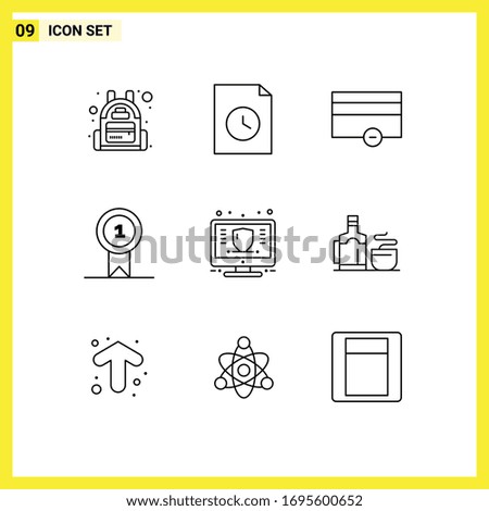 User Interface Pack of 9 Basic Outlines of money; management; payments; finance; st Editable Vector Design Elements