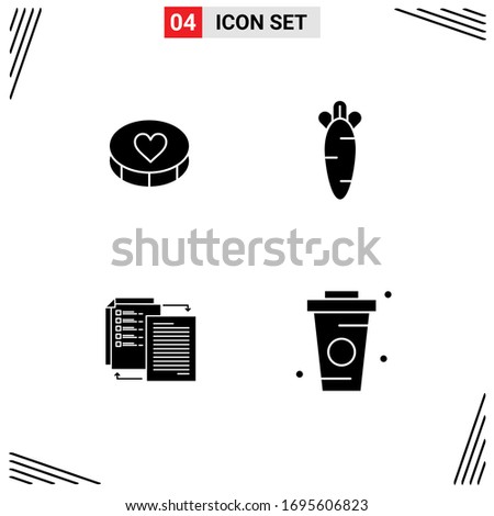 Group of 4 Solid Glyphs Signs and Symbols for favorite; share; loves; easter; wlan Editable Vector Design Elements