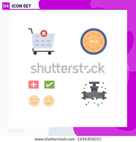 4 Flat Icon concept for Websites Mobile and Apps checkout; sad; commerce; shopping; add Editable Vector Design Elements