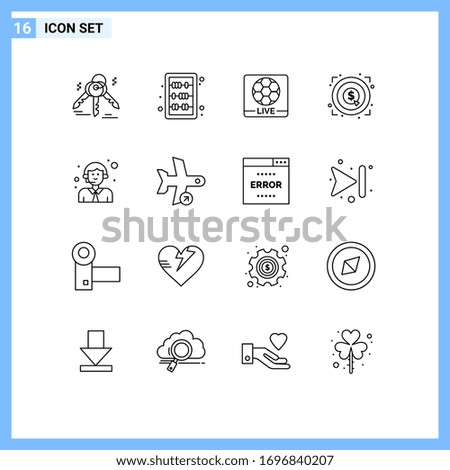 Pack of 16 creative Outlines of logistic; customer; game; target; achievement Editable Vector Design Elements