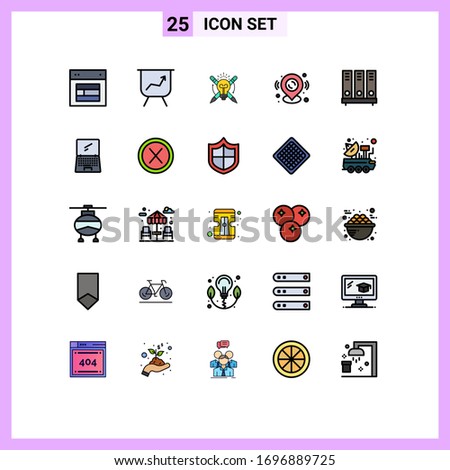 25 Creative Icons Modern Signs and Symbols of database; archive; bulb; map pin; map Editable Vector Design Elements