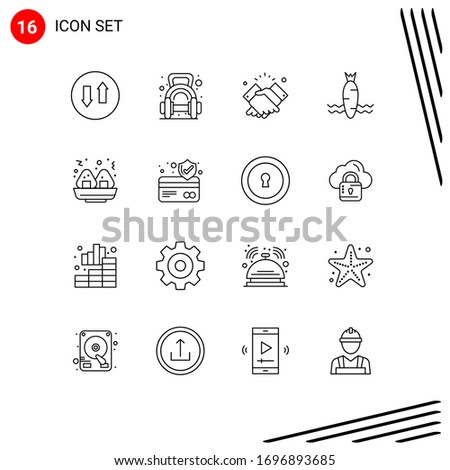 16 Thematic Vector Outlines and Editable Symbols of spring; food; gym; carrot; muslim Editable Vector Design Elements