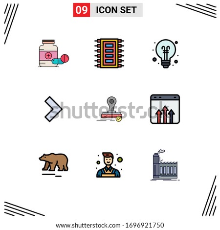 Set of 9 Modern UI Icons Symbols Signs for stamp; right; computer; arrow; education Editable Vector Design Elements