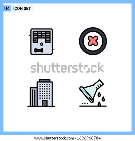 4 Thematic Vector Filledline Flat Colors and Editable Symbols of arkanoid; house; play; play; erlenmeyer flask Editable Vector Design Elements
