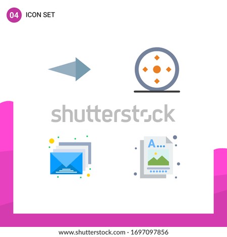 4 Flat Icon concept for Websites Mobile and Apps arrow; mail; focus; target; designer Editable Vector Design Elements